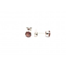 925 Sterling Silver Studs Earring natural round garnet gem Stone
